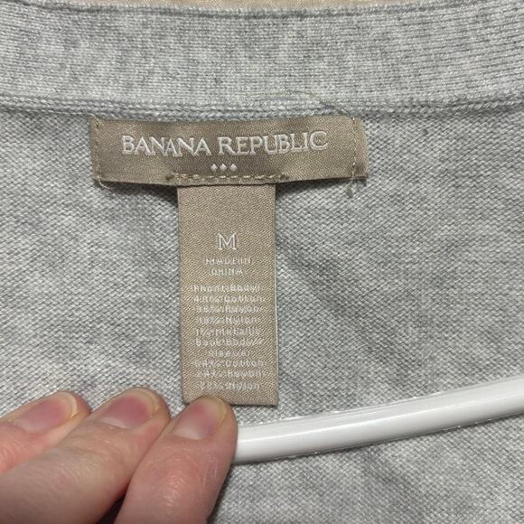 Banana Republic Grey Zig Zag Button Front Cardigan Sweater M Metallic Academia - Picture 4 of 8